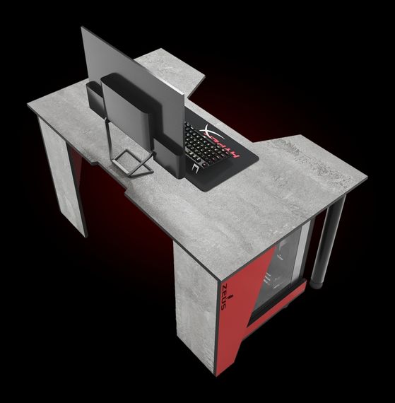 Стол геймерский ZEUS GAMER-2 бетонкрасный бок | Зображення 1