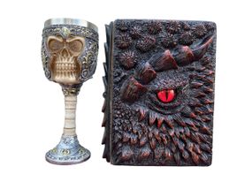 Подарунковий набір Келих 3D Череп у Шоломі та Блокнот 3D «Око Пламінного Дракона»