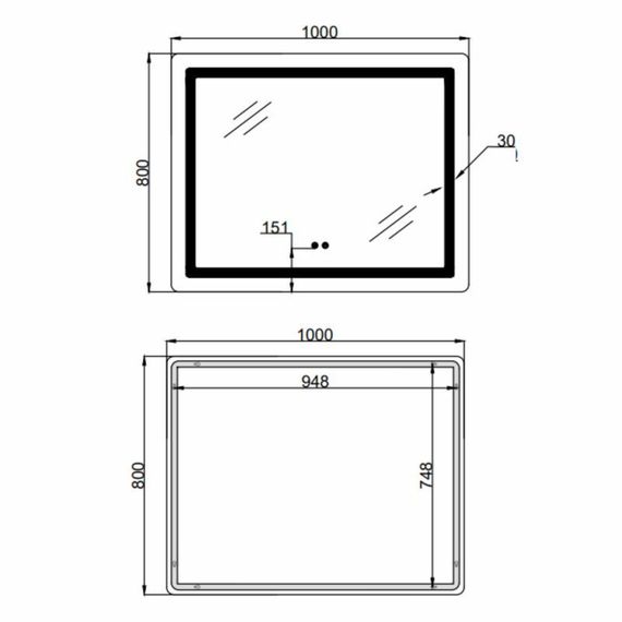 Дзеркало Lidz Kubis (KU2) 1000х800 з LED-підсвіткою Touch, з антизапотіванням, з димером, рег. яскравості LD78LF6141008048450 | Зображення 1