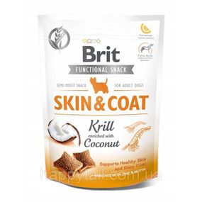 Лакомство Brit Care Functional Snack Skin and Coat для собак для здоровой кожи и шерсти с крылем и кокосом 150 г