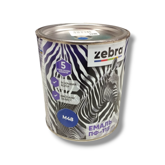 Емаль алкідна пф-115 універсальна 0,8 кг zebra master 1248 м48 синій