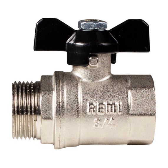 Кран водяний кульовий Remi ВЗ 3/4” (чорний метелик) 22259