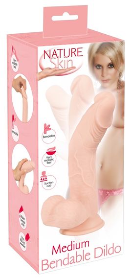 Фалоімітатор з мошонкою - Nature Skin Medium Bendable Dildo