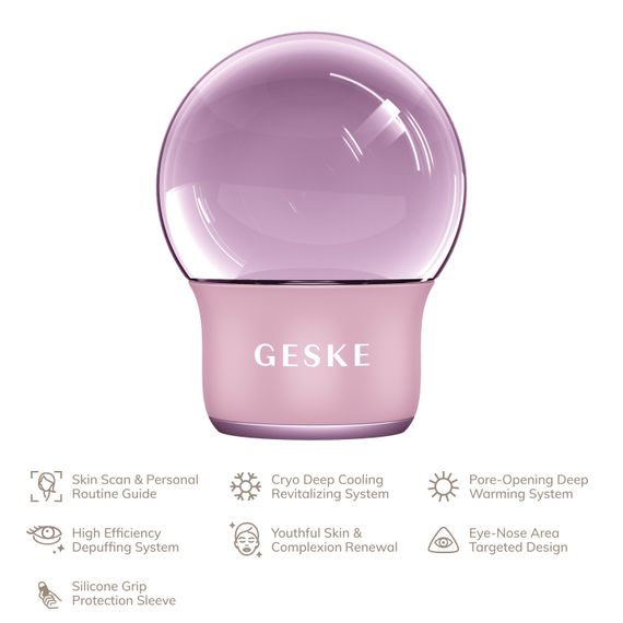 Массажер для лица и тела GESKE Cool&Warm Face and Body Massager 7в1 starlight, Розовый | Зображення 1