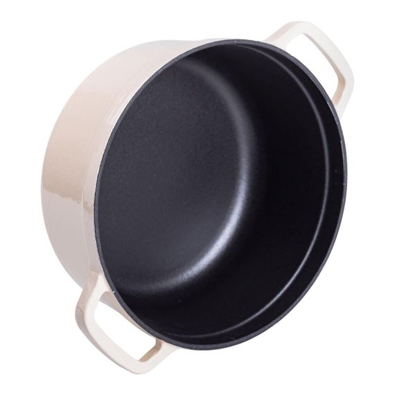 Кастрюля чугунная эмалированная 3 л с крышкой Ø24 см Бежевая | Зображення 3