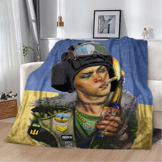 Плед патріотичний 3D Жінка-Воїн 10577 135х160 см