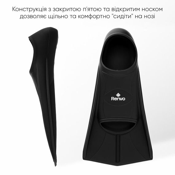 Короткі ласти для тренування в басейні Renvo Frio із закритою п'ятою Чорний 33-35 (SF100-01 33-35) | Зображення 2