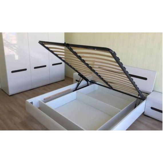 Ліжко двоспальне (підйомний механізм) ВМК (БРВ) Ацтека LOZ/160 160x200 см Білий/Білий глянець (BRW-1568) | Зображення 2