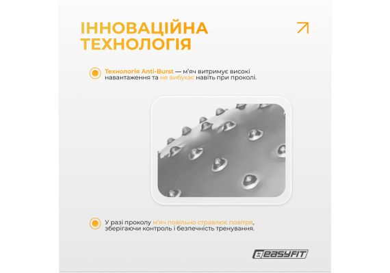 Фітбол 65 см EasyFit Hybrid сірий (фітбол напівмасажний) (EF-3011-GY) | Зображення 3