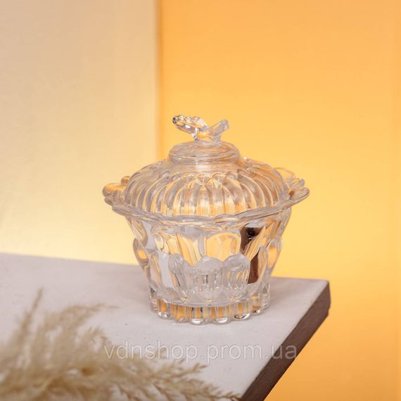 Цукерниця скляна Ø9 см цукерниця кругла з кришкою прозора HP-4-114 | Зображення 2
