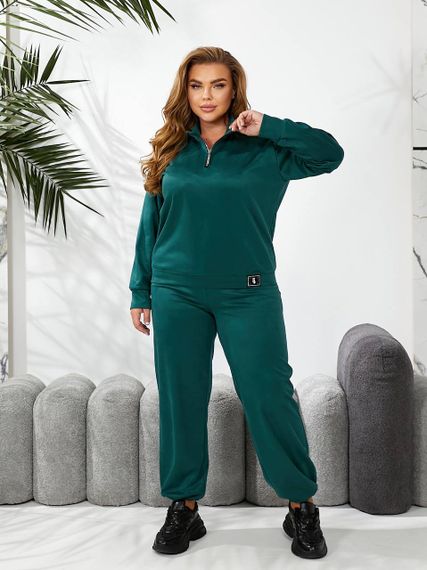 Женский спортивный костюм весна-осень свитшот и джоггеры NB24049 цвет зеленый, размер 50/52 | Зображення 6