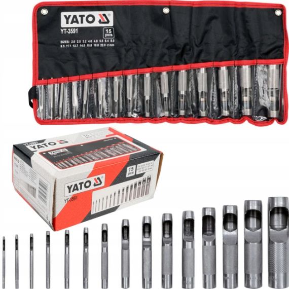 Набор пробойники отверстий 2-22 мм 15 штук Польша YATO YT-3591