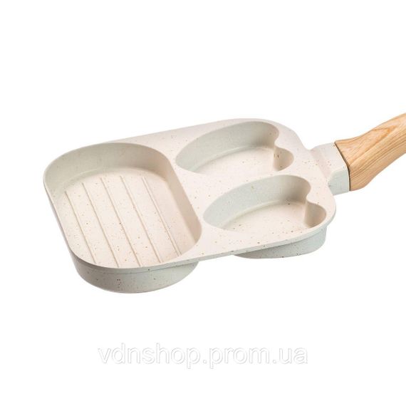 Сковорода квадратна порційна на 3 секції з антипригарним покриттям бежева HP39569W | Зображення 3