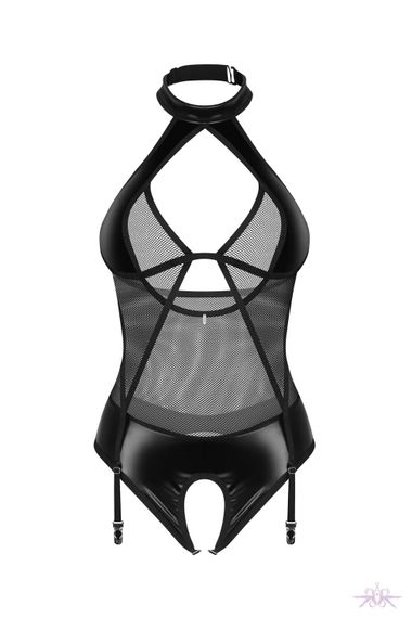 Боді Obsessive Dominna crotchless teddy S/M, Чорний, S/M | Зображення 1