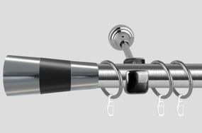 Карниз для штор металлический, однорядный 19 мм , Сталь Валео (сталь+черный) 240 см.