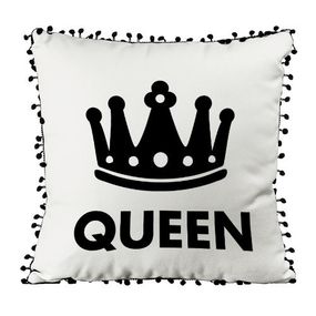 Подушка із мішковини з помпонами Queen 45x45 см (45PHBP_URB002)
