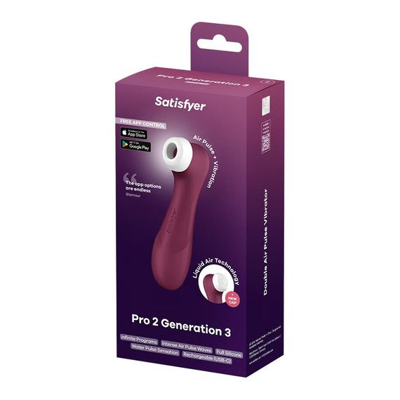 Вакуумний кліторальний стимулятор Satisfyer Pro 2 Generation 3 with Liquid Air Connect App Wіnе Red | Зображення 5
