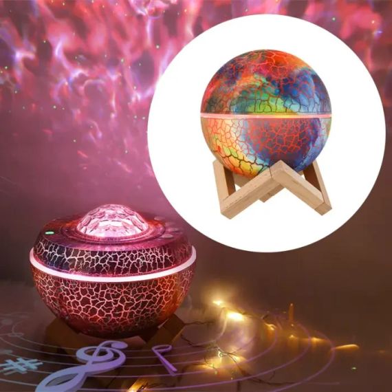 Проектор - ночник с колонкой и мелодиями для сна на поставке "Планета" k880 проектор звездного неба