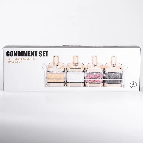 Набір банок для сипучих продуктів 4 штуки 350 мл скляні на металевій підставці HP-1336 | Зображення 7