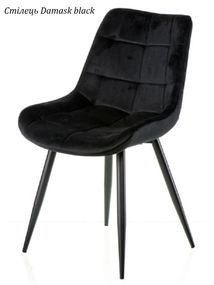 Мягкий обеденный стул Damask black (черный) на черных металлических ножках