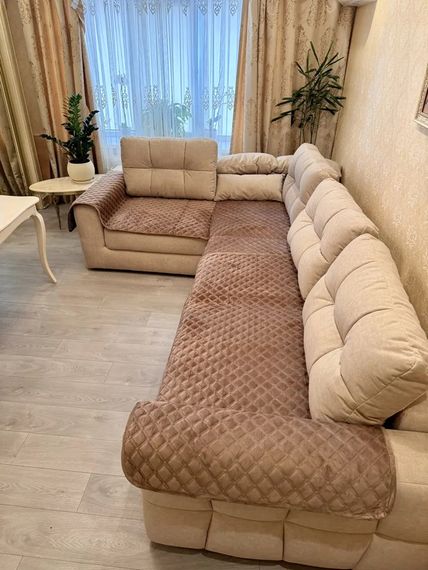 Набор дивандеков для дивана на прорезиновой основе Koloco 20302 3 предмета коричневый | Зображення 4