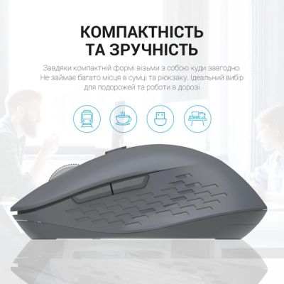 Мышка OfficePro M230G Silent Click Wireless/Bluetooth Gray (M230G) | Зображення 4