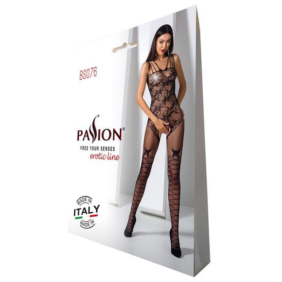 Ажурний бодістокінг з інтимними вирізами Passion BS076 black | Зображення 5