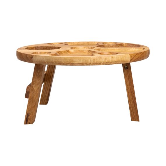 Винный столик-менажница из дерева 35 см круглый на ножках дуб BWR350180 | Зображення 2