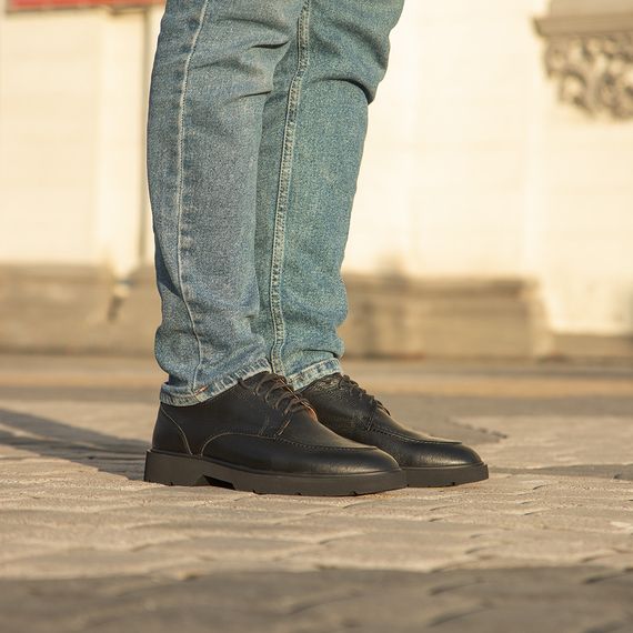 Casual мужские туфли. Черные кожаные дерби для важных событий! 40 размер | Зображення 3