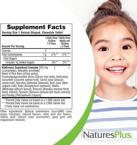 Зелена їжа для дітей Nature's Plus Animal Parade Kid Greenz Children's Chewable Green Food Supplement 90Animal-Tablets (Tropical Fruit) | Зображення 1