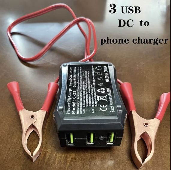 Адаптер живлення 12V/24V на 5V з 3 USB-портами та затискачами для акумулятора для аварійної зарядки телефонів | Зображення 7