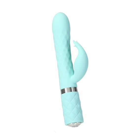 Розкішний кролик з ротацією та вібрацією Pillow Talk Lively Teal, кристал Сваровскі, потрійний відро | Зображення 1