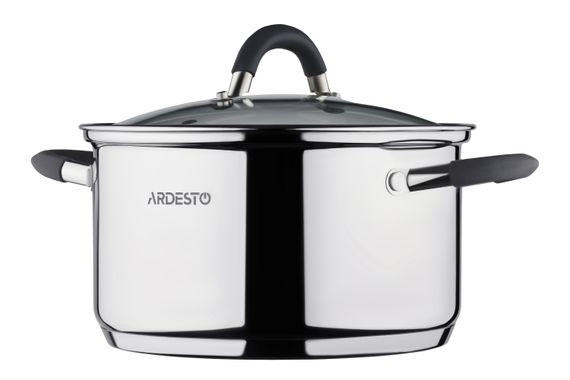 Кастрюля Ardesto Gemini Salerno, стеклянная крышка, 2.5 л, серые ручки с силиконом,нержавеющая сталь (AR1925CS) | Зображення 1