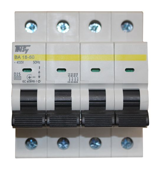 Автоматичний вимикач ВА18-60 4Р 25А 6кА х-ка D Ny95504820 | Зображення 1