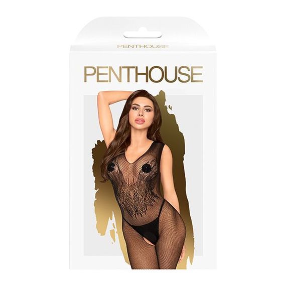 Бодістокінг з візерунком у вигляді крил та метелика Penthouse - Wild catch black S/L, S/M/L | Зображення 2