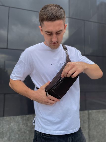 Коричневая сумка-бананка из кожи крези хорс CH-7371 | Зображення 3