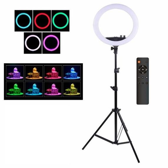 Лед-лампа кольцевая для студийного освещения LED лампа RL-14 Soft Ring с пультом и штативом для фото и видео | Зображення 2
