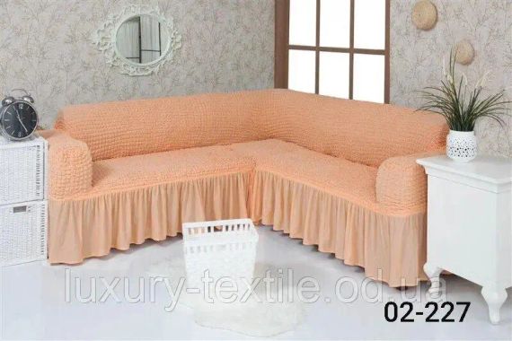Чохол на кутовий диван з оборкою, накидка на диван. | Зображення 6