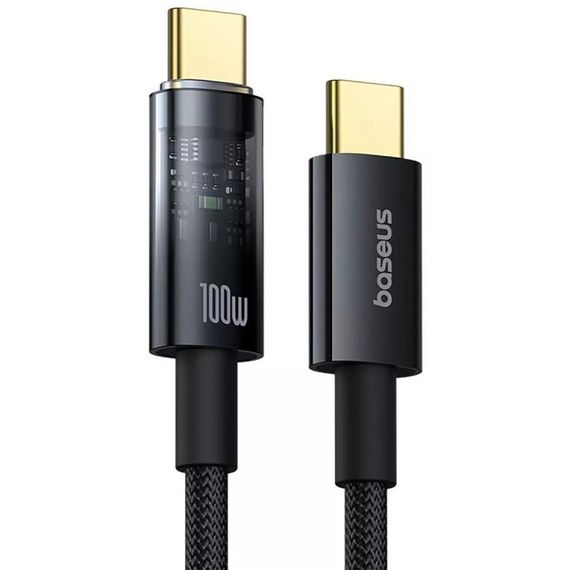 Дата кабель Baseus Explorer with Auto Shutdown Type-C to Type-C 100W (1m) (P103197031) Cluster Black | Зображення 1