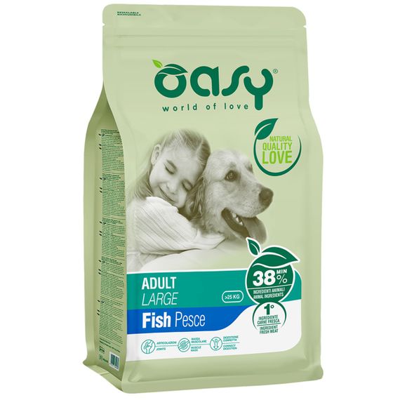Корм OASY LIFESTAGE Dog Adult Large сухой с рыбой для собак крупных пород 12 кг