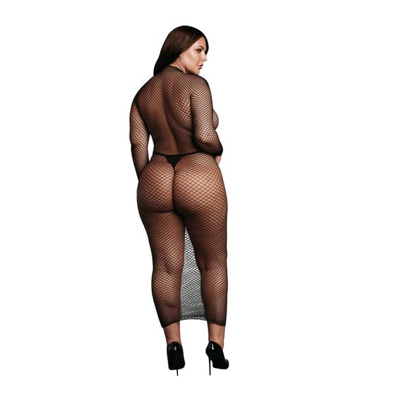 Жіноча довга сукня з сітчастою структурою та коміром-гольф Le Desir Long Dress Fishnet, чорна Sex Aura | Зображення 5