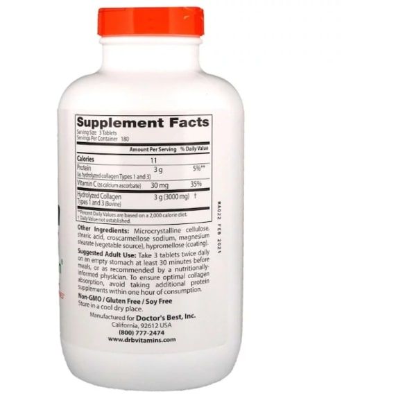 Комплекс для шкіри, волосся, нігтів Doctor's Best Collagen Types 1 and 3 with Peptan 1000 mg 540 Tabs DRB-00358 | Зображення 1