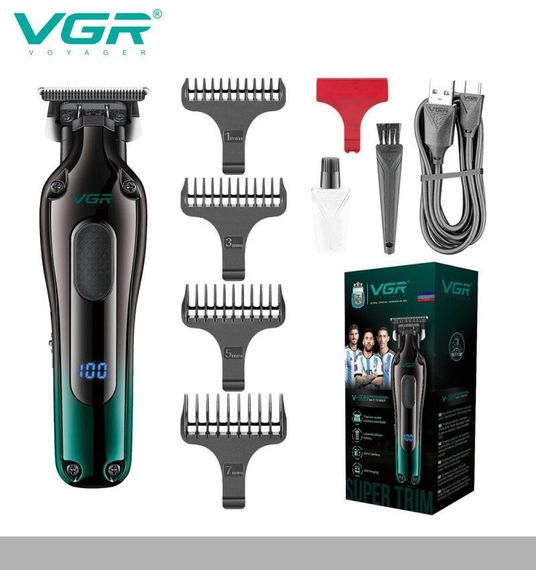 Тример VGR V-998 Green з LED-дисплеєм та 4 змінними насадками (46244-V-998 GREEN_369)