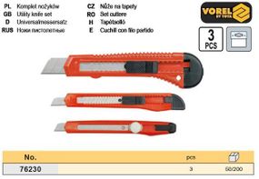 Набір ніж пістолетний висувне лезо 3 штуки VOREL-76230
