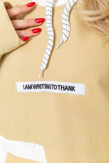 Худи женский утепленный, цвет бежевый, размеры L-XL, S-M, L-XL, M, XL FA_008379 | Зображення 4