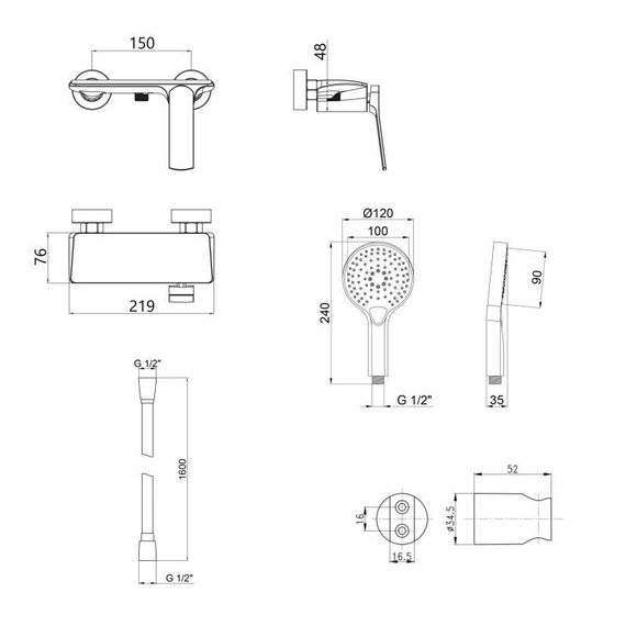 Акційний набір Qtap: Змішувач для душу Slavonice QTSLA266BLM45908+Лійка Rucni QTRUCA120O3KBB+Шланг Hadice | Зображення 1