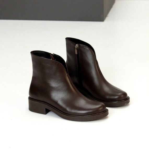 Практичні універсальні шоколадні зимові шкіряні черевики низький хід | Зображення 7