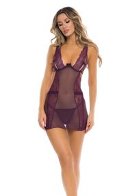 SNEAK PEAK CHEMISE SET PURPLE, S/M