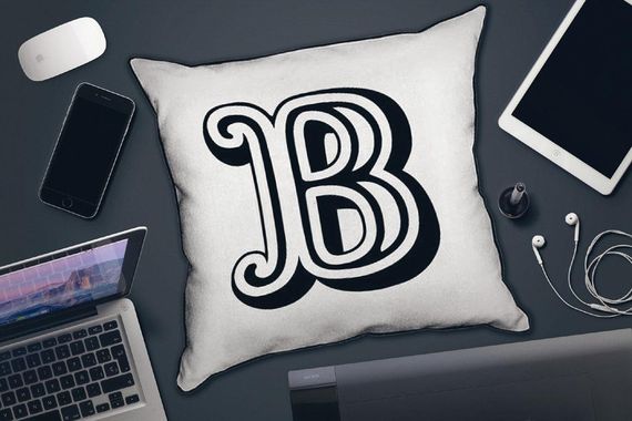 Подушка с мешковины Letter B 45x45 см (45PHB_ABC003_WH)