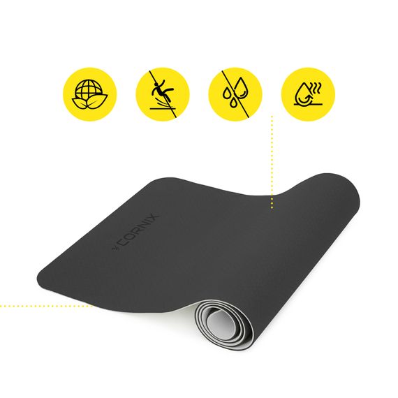 Килимок спортивний Cornix TPE 183 x 61 x 0.6 см для йоги та фітнесу XR-0349 Black/Grey | Зображення 5